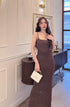 Sparkly Deep Back Lace Long Body-con Maxi Dress